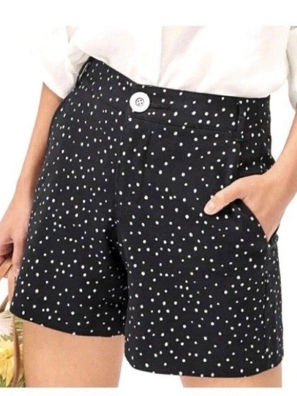 CAbi NWT Black White Polka Dot High-Rise Shorts Classy Pockets Size 2